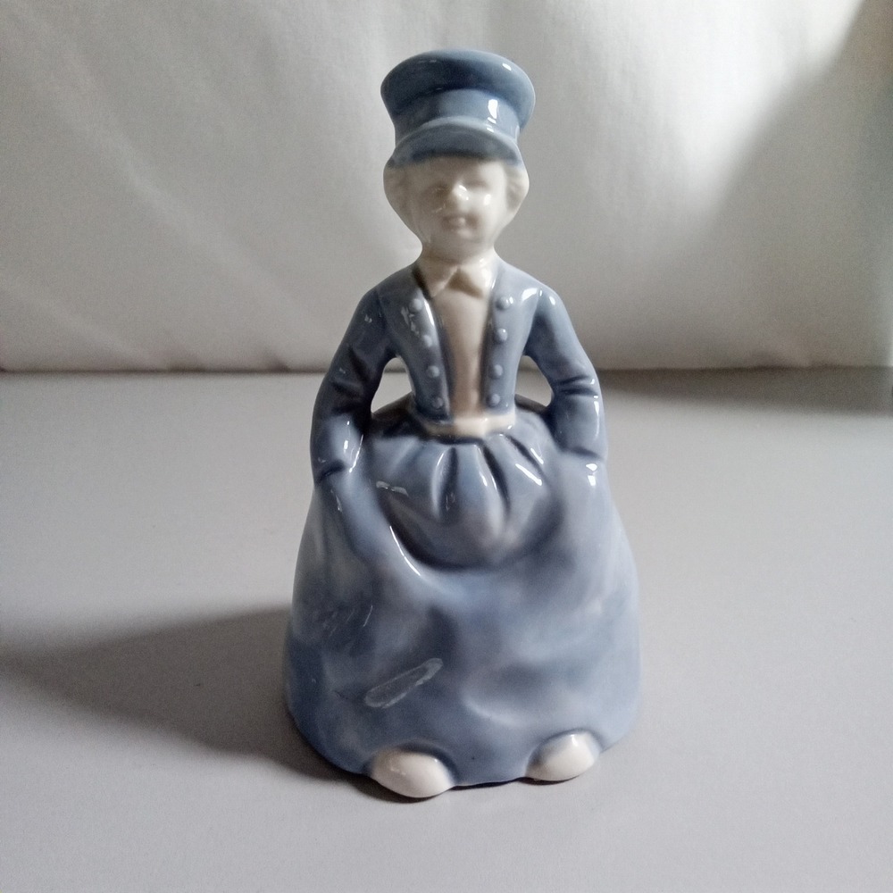 Price Products Vintage Porcelain Lady Bell Blue Colonial Figurine 5.25 Inch